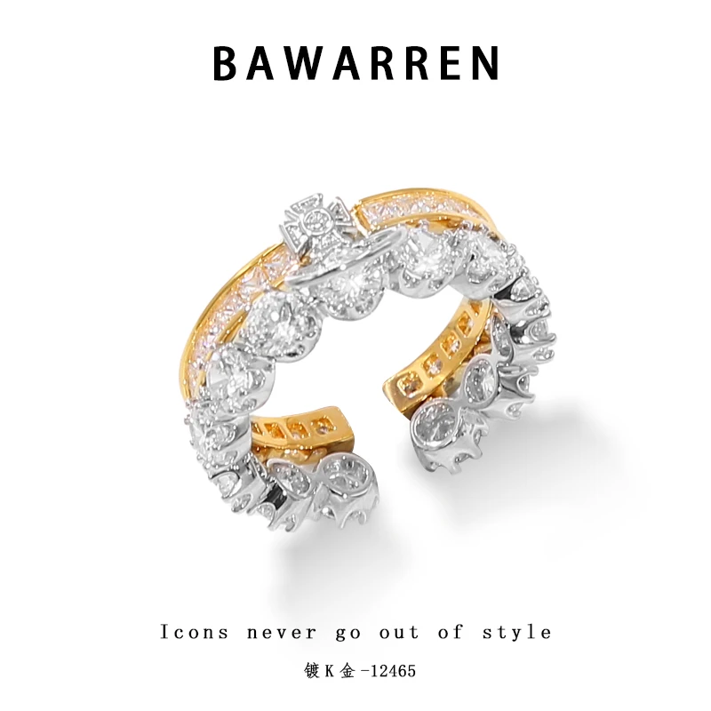 Bawarren 12465-【双色星球】精致戒指气质简约小众