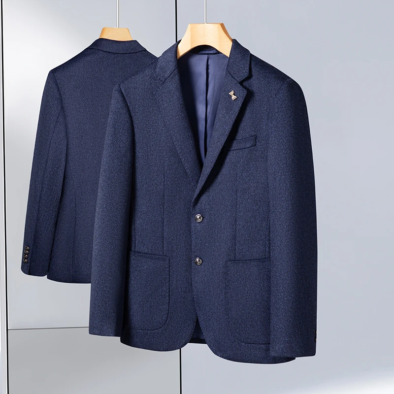 2025秋冬季新款男士100%绵羊毛单西外套厚款时尚商务休闲上衣