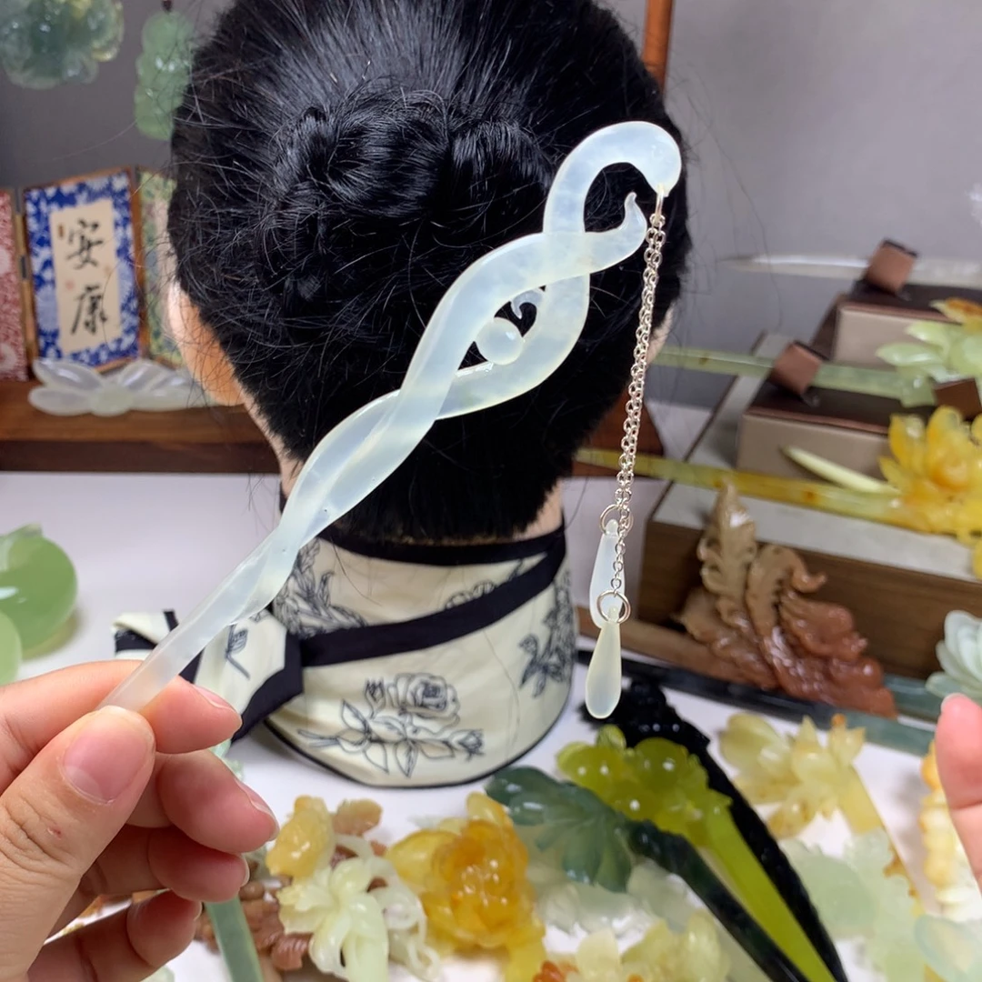 未镶嵌蛇纹石玉发簪