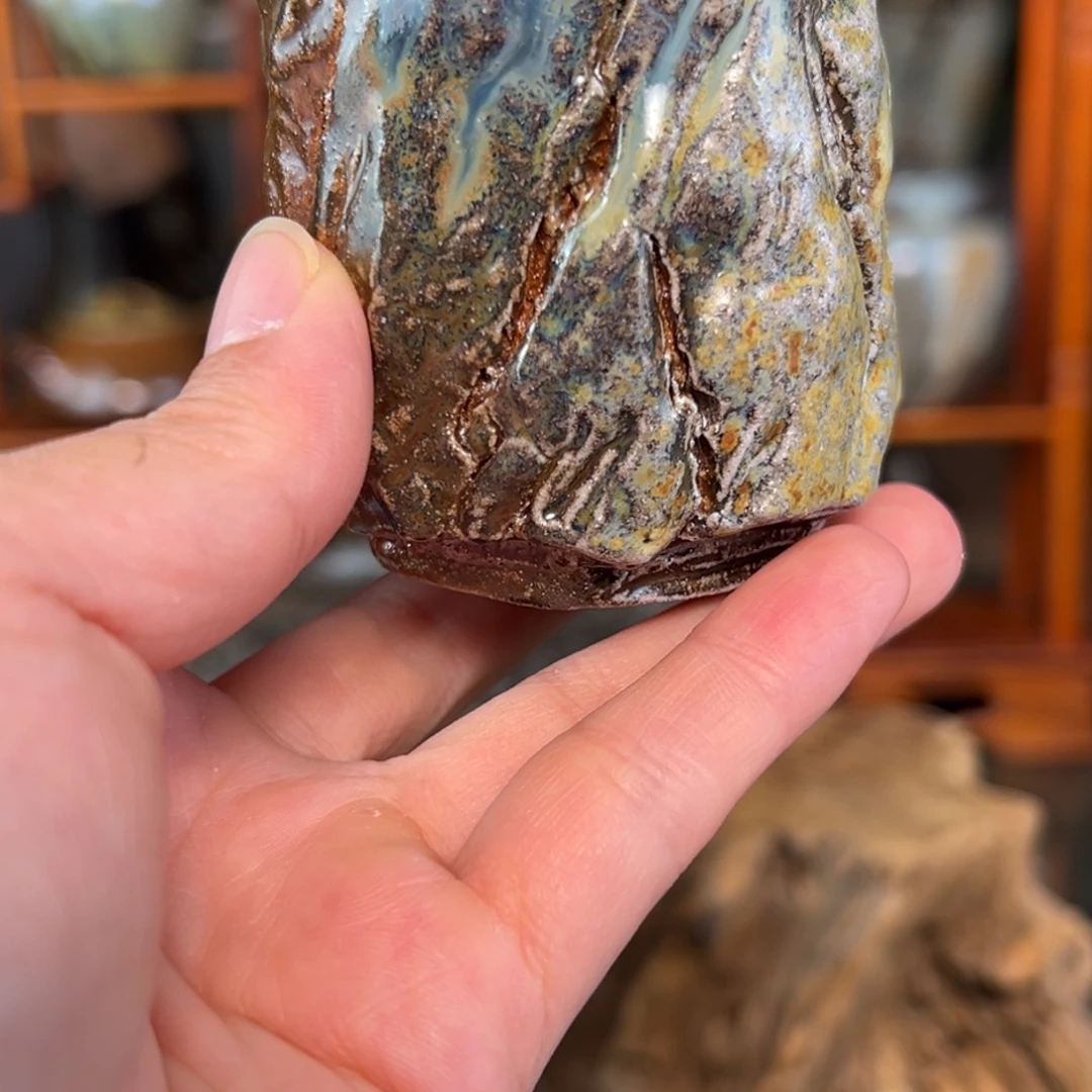 杯1084柴烧手捏主人杯自然落灰釉