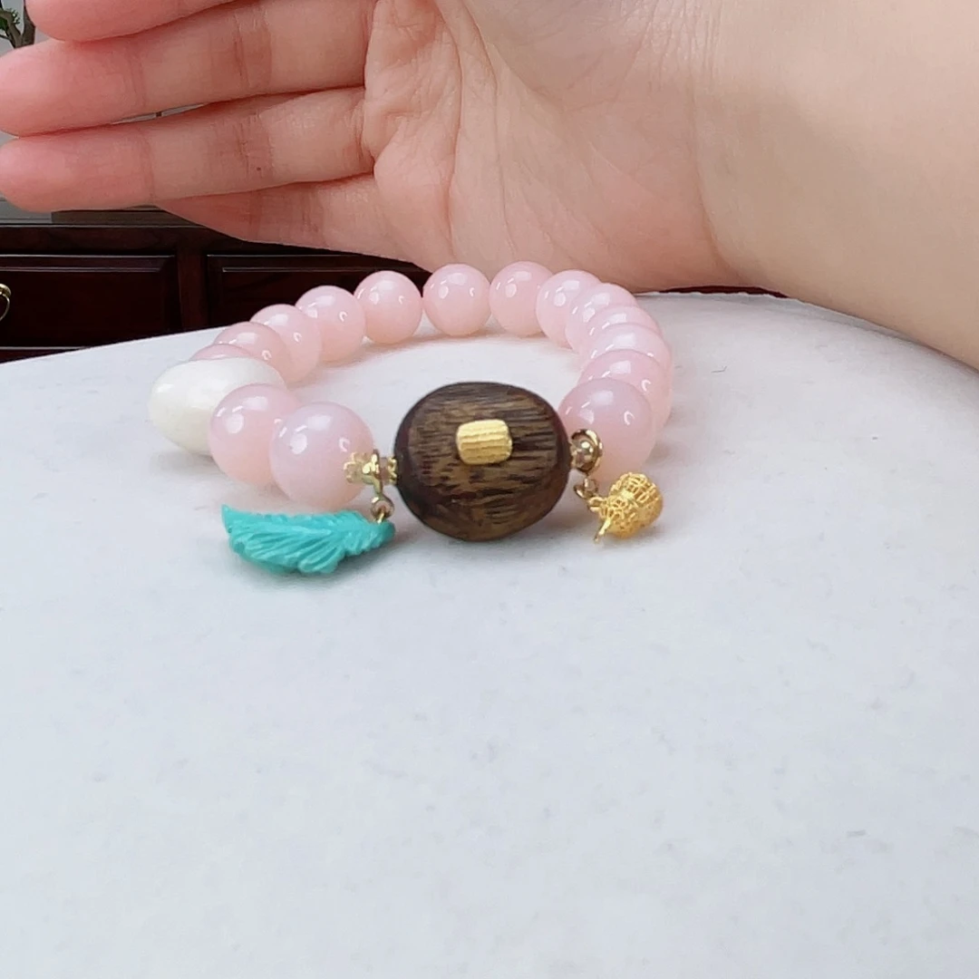 蛋白石手链18K金镶嵌粉澳宝10.8