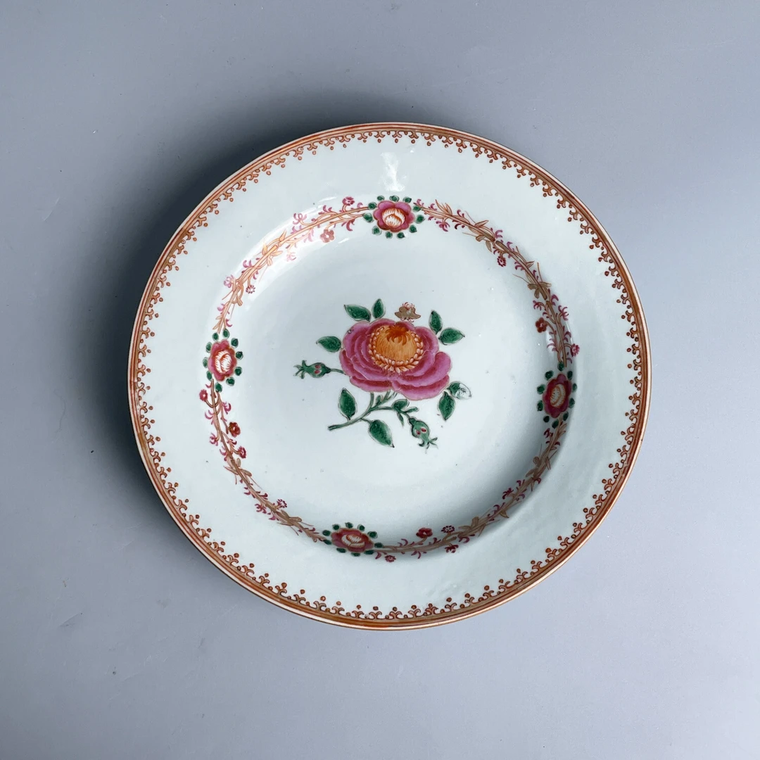 瓷器/古董清乾隆粉彩描金花卉纹盘-M25D8000E06古董/收藏/绣花张
