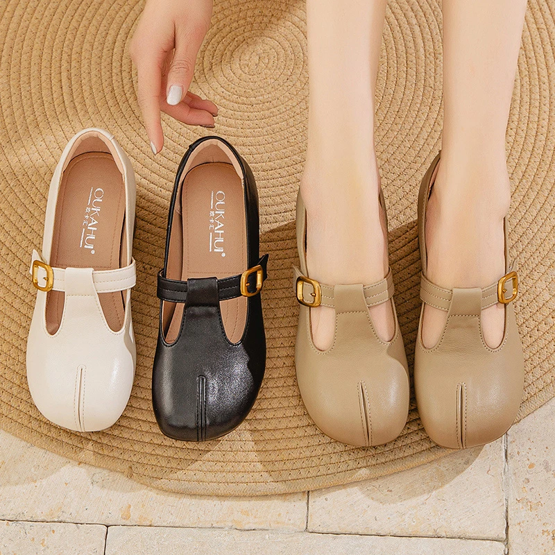 25012新款春秋真皮妈妈鞋粗跟单鞋女舒适防滑软底中老年百搭女鞋