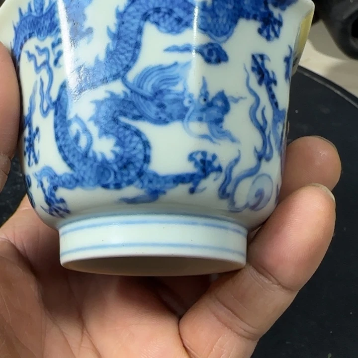 骑***果摆件青花花卉小小摆件