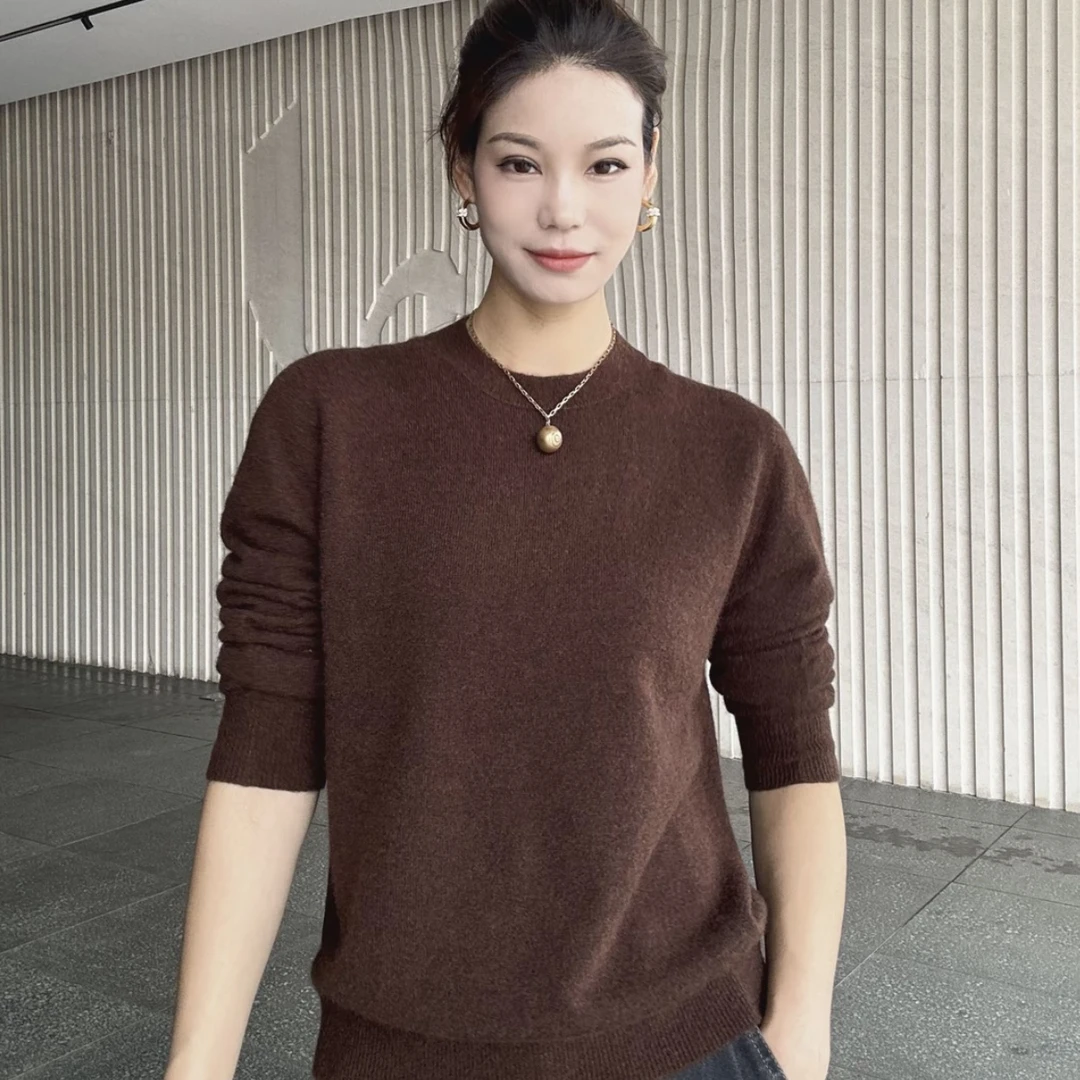 AMASS/阿玛施秋冬长袖厚款毛针织衫高领时尚圆领针织538114