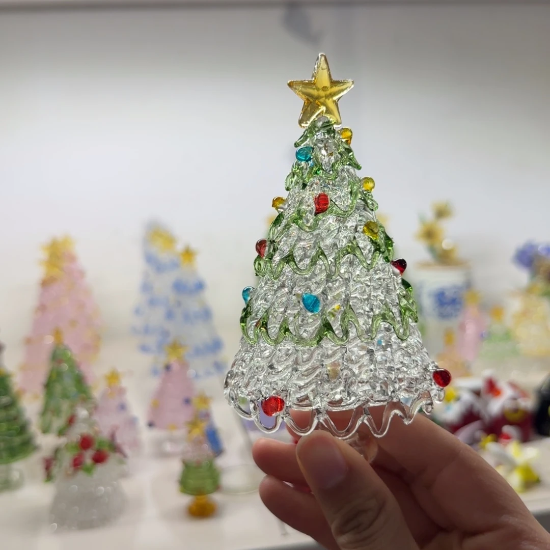 琉璃手工艺品圣诞树白绿