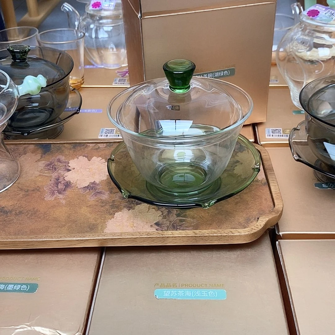 禾器荷叶盖碗湖绿色