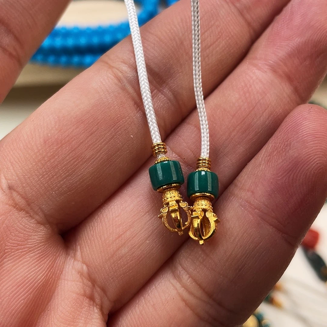 绿松石18K金镶嵌弟子珠