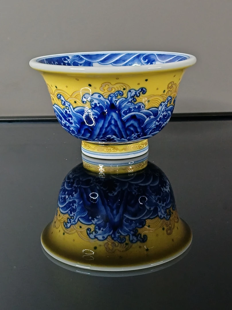 水造 江崖海水纹压手杯 景德镇高端陶瓷茶具