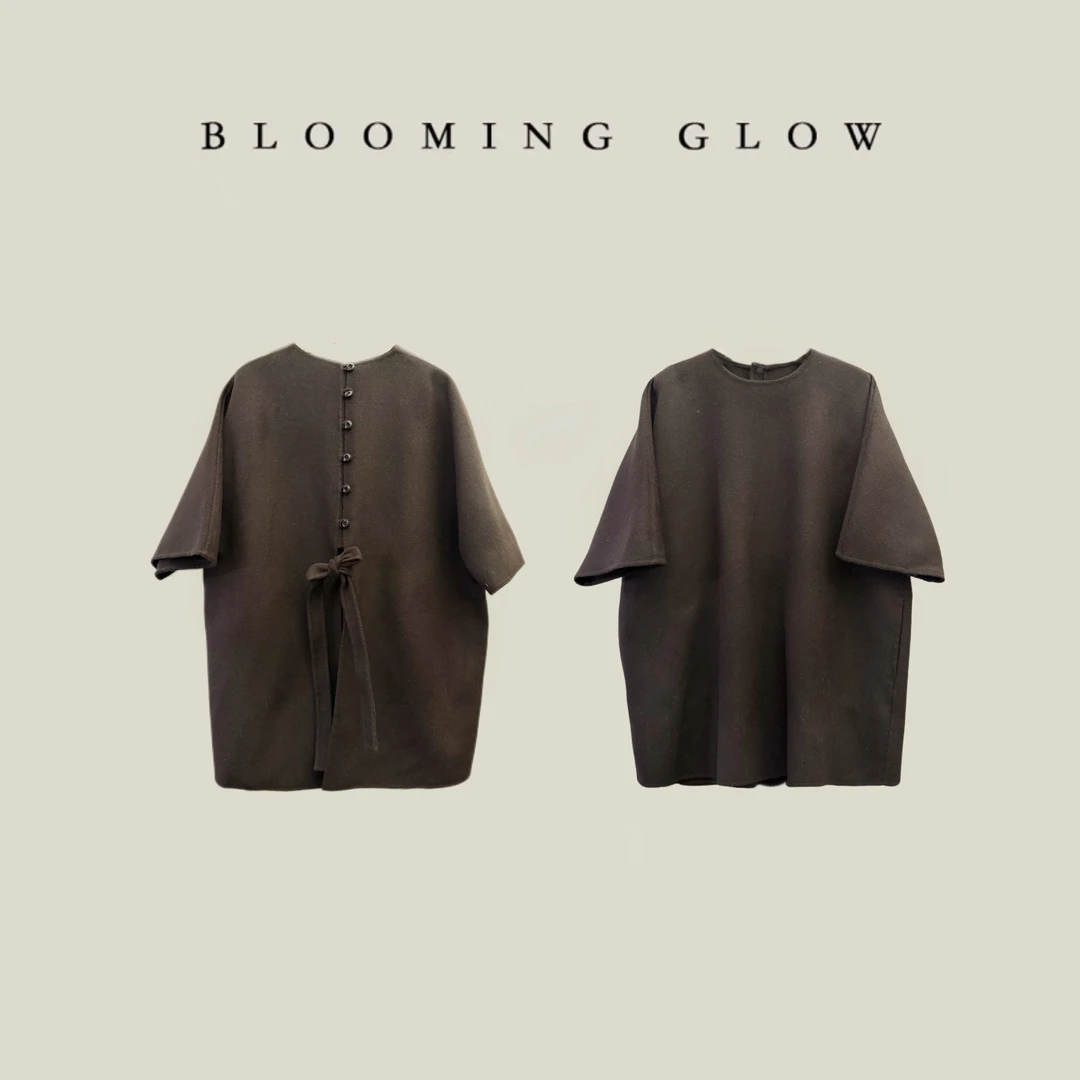 BLOOMING GLOW 古典双面后背排扣飘带 龟背上衣 羊毛羊驼双面