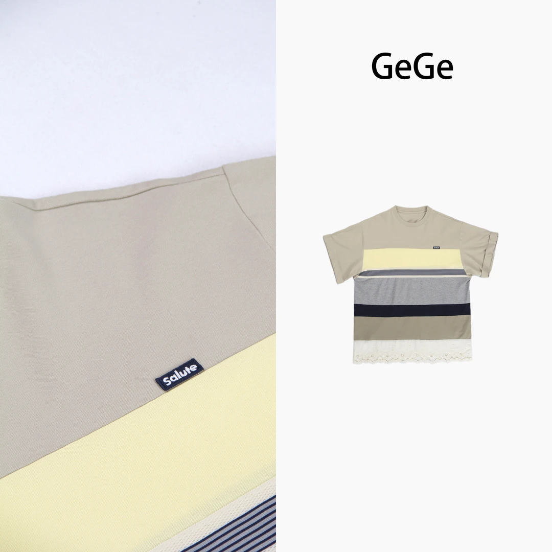 【格格专属】HE蕾丝小众显瘦拼色短袖