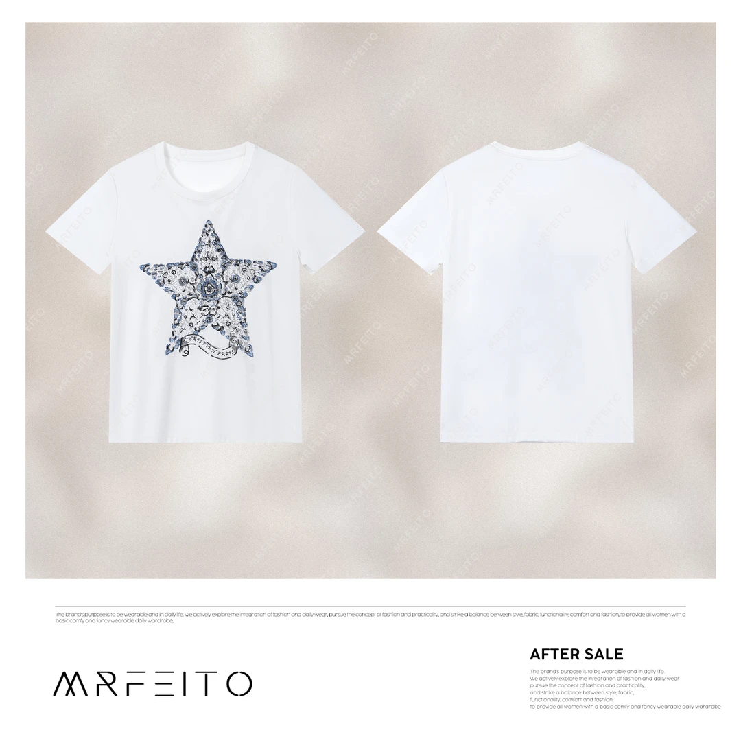 【五角星】2025春季新款花朵五角星时尚透气女T恤H116TX01D30678