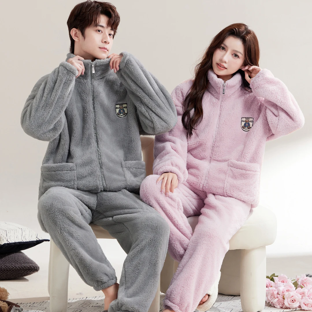 【蓄热保暖】雪花绒情侣秋冬新款男加厚暖绒保暖家居服睡衣套装女
