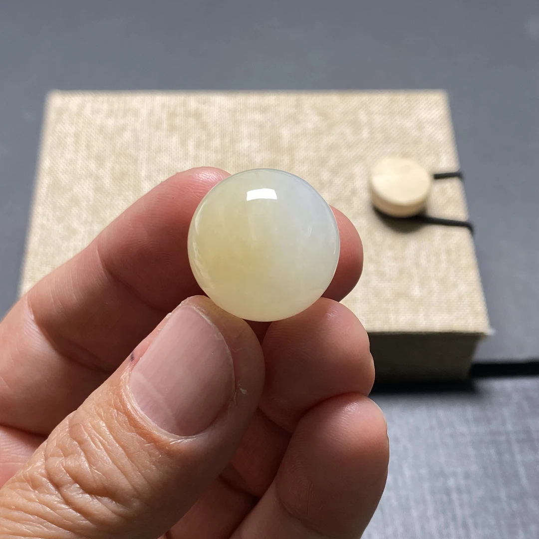 和田玉糖白圆珠20mm 白度好油性棒 性价比高 品质珠宝 单珠散珠配