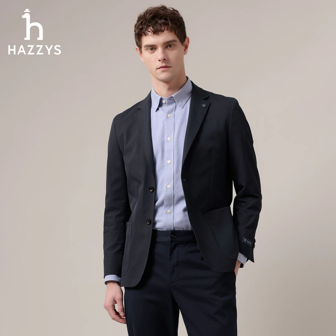 【商场同款】HAZZYS哈吉斯秋男士西服上装修身休闲商务简约外套