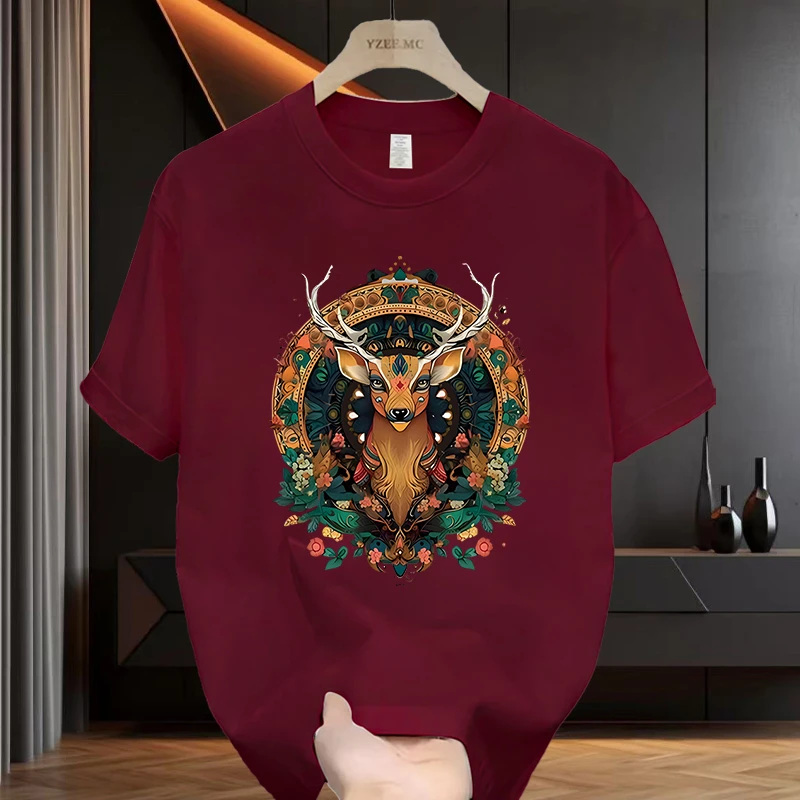 重磅纯棉男半袖体恤2025新潮流时尚圆领宽松百搭印花打底短袖T恤