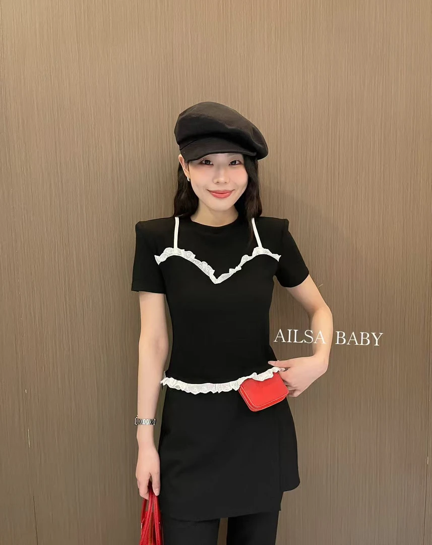 【AILSA BABY】欧货蕾丝花边T恤假两件/41411A