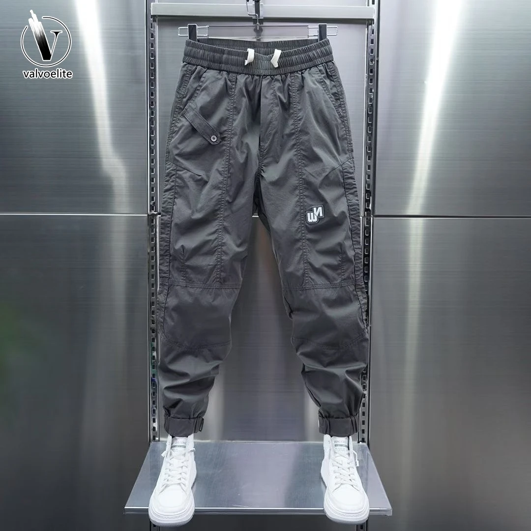 VALVOELITE新款工装裤男秋季黑色宽松束口裤休男士宽松束脚工装裤