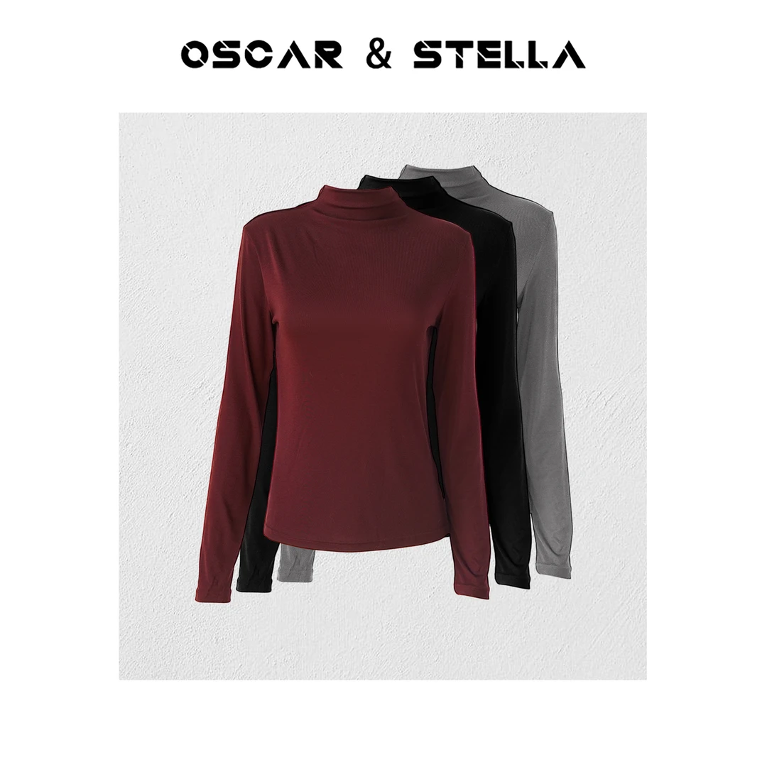 OSCAR&STELLA【暖融融】百搭休闲高领修身长袖T恤162-16003