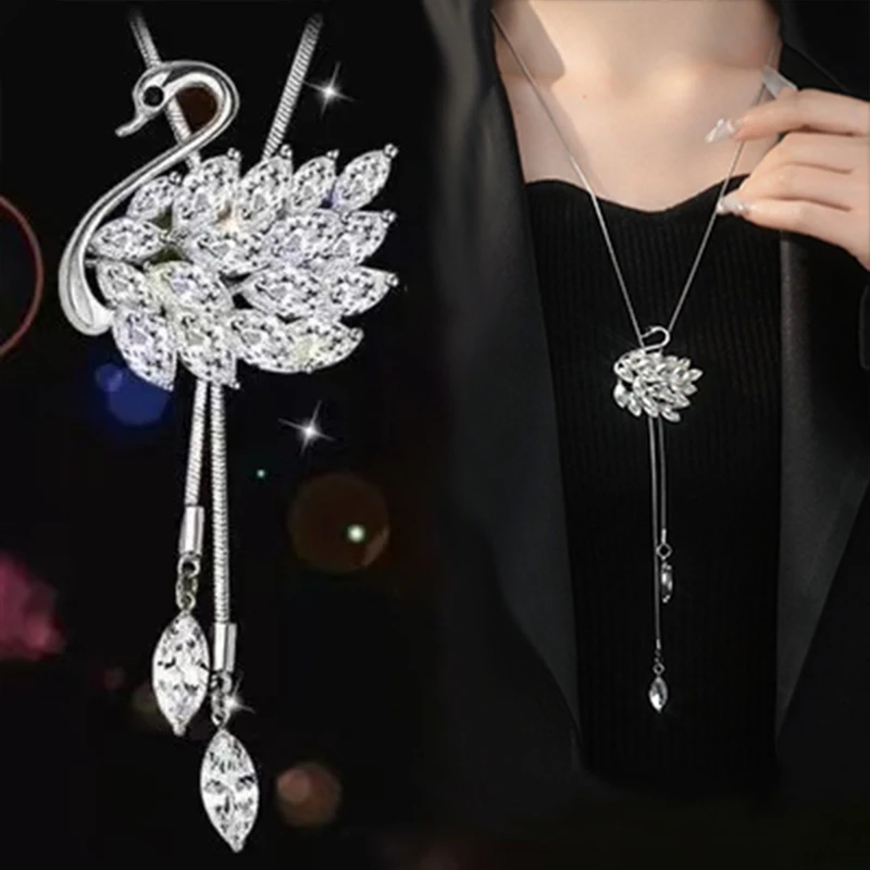 【天鹅之恋】秋冬天鹅长款毛衣链女时尚气质百搭项链