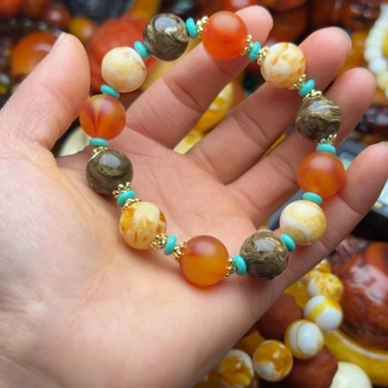 琥珀（花珀）手串未镶嵌蜜蜡