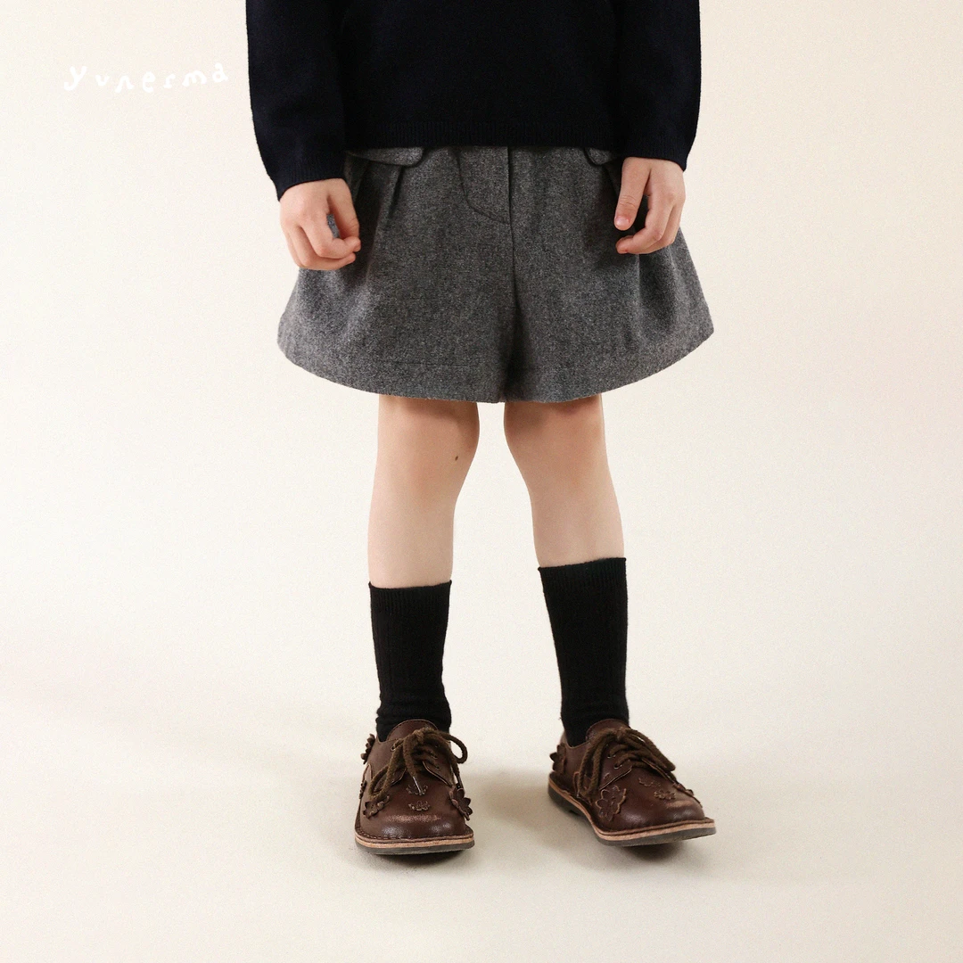 【easa私服】女童经典百搭毛呢休闲短裤
