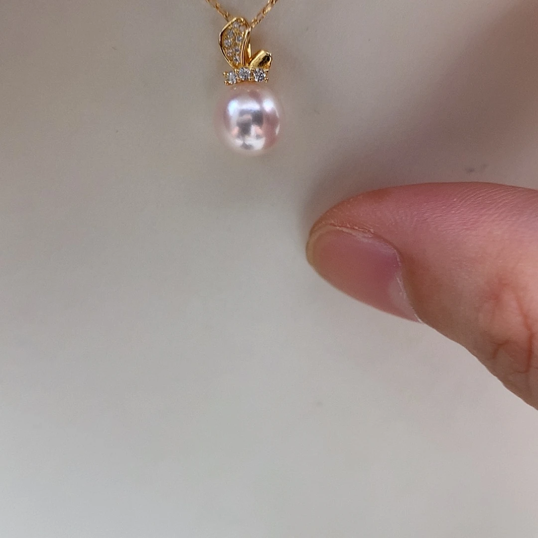 银S925镶嵌海水珍珠吊坠8-8.5mm ak