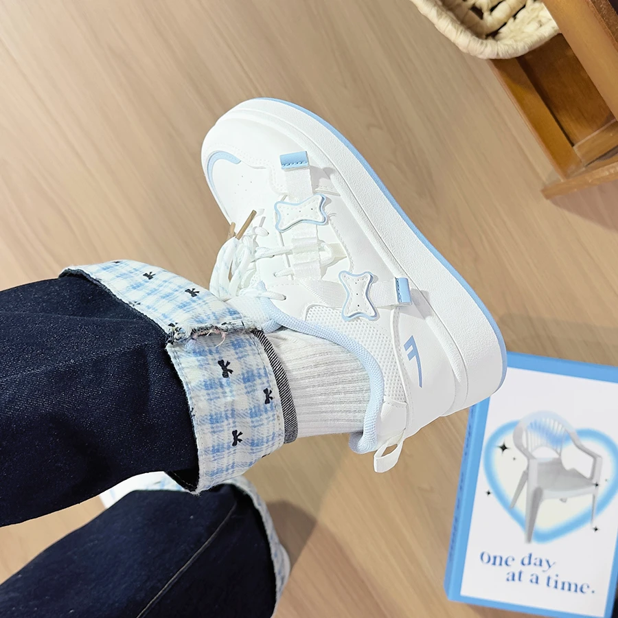 回力蓝色厚底星星小白鞋女2025爆款时尚百搭学生休闲鞋韩版板鞋女