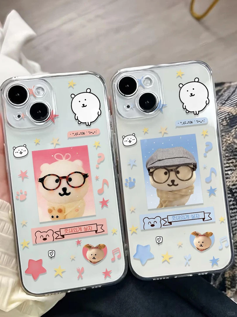 相片自嘲熊适用iPhone16手机壳华为荣耀透明小米VIVO防摔红米15软