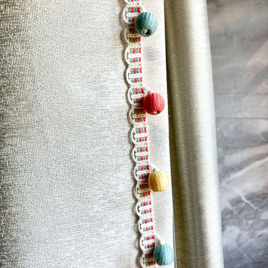 小谢窗饰彩色包丝木珠子边新款网红窗帘立边装饰组合辅料家纺卧室