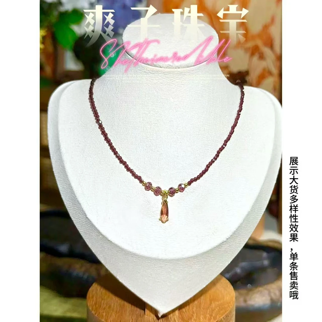 铜合金仿水晶项链 【爽子珠宝】316 深紫一滴泪 小众项链气质