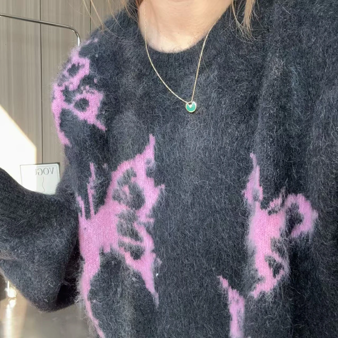 【蝴蝶飞舞】250037春秋重工蝴蝶拉绒百分百纯羊绒长袖套头衫