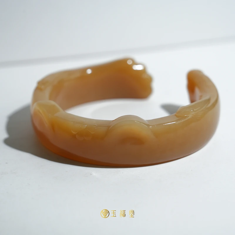 玉福堂 | 新疆和田玉且末满糖玉手镯 | 猫爪镯 59mm