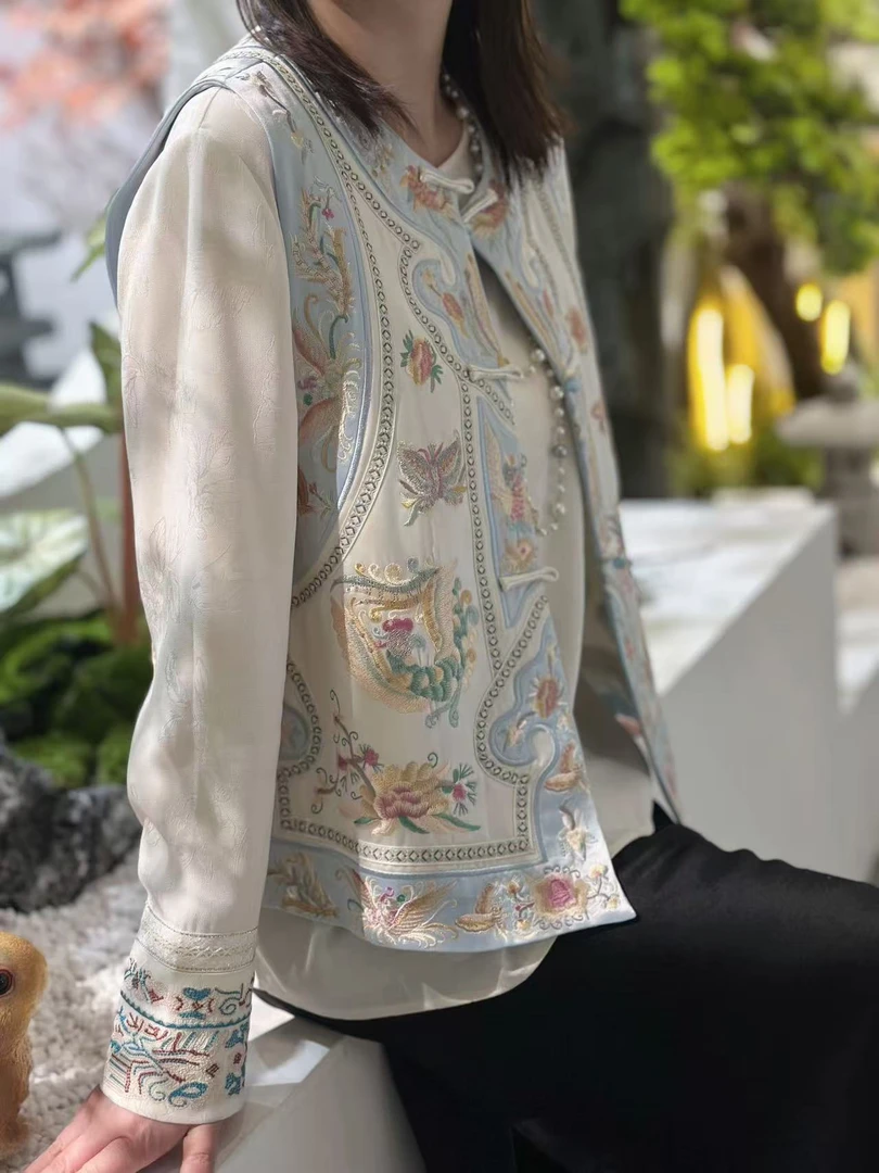 【红粉蝶梦】新中式马甲豪门千金风2025原创设计款重工醋酸马甲F010