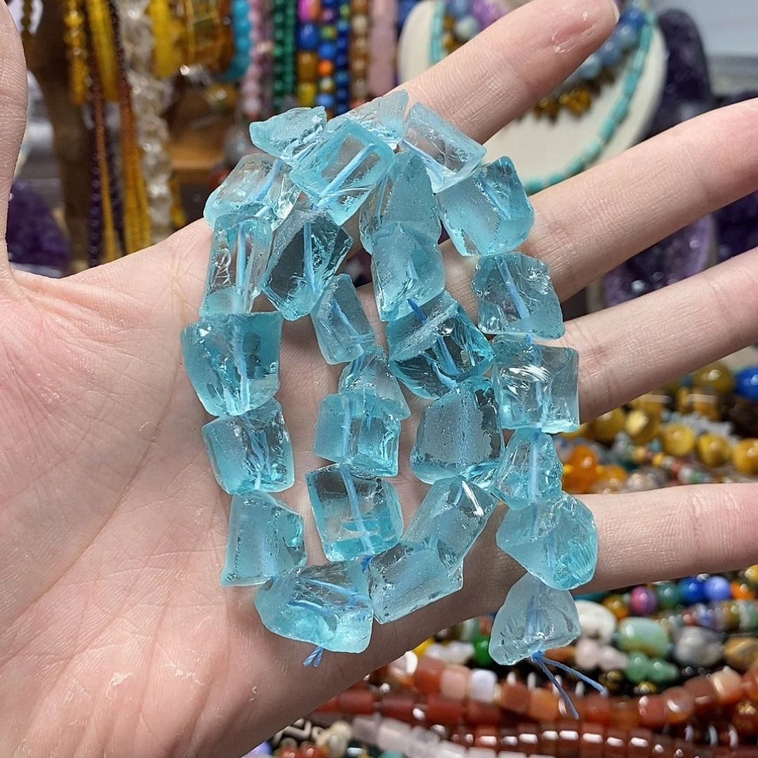 石英质玉未镶嵌，海蓝随行15mm，