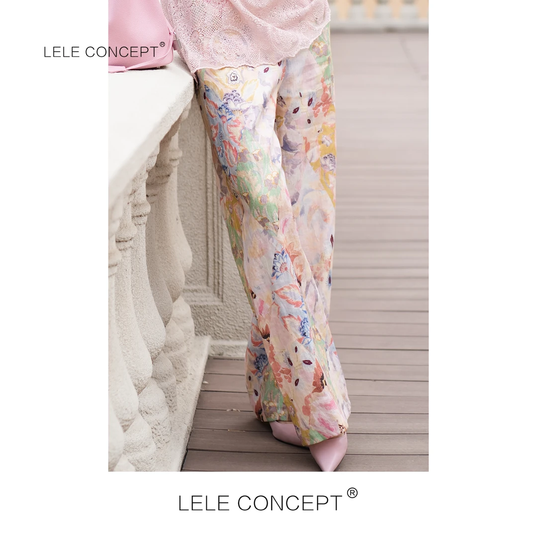 LELE CONCEPT丨春夏氛围感设计款拼接花裤子K0383