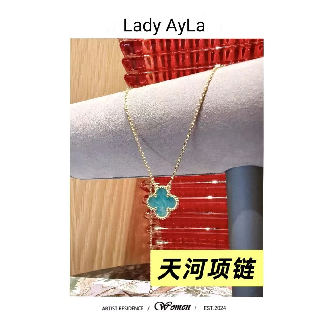 铜合金合成锆石手链 26S 四叶花 天河蓝 精工版 手链AL836