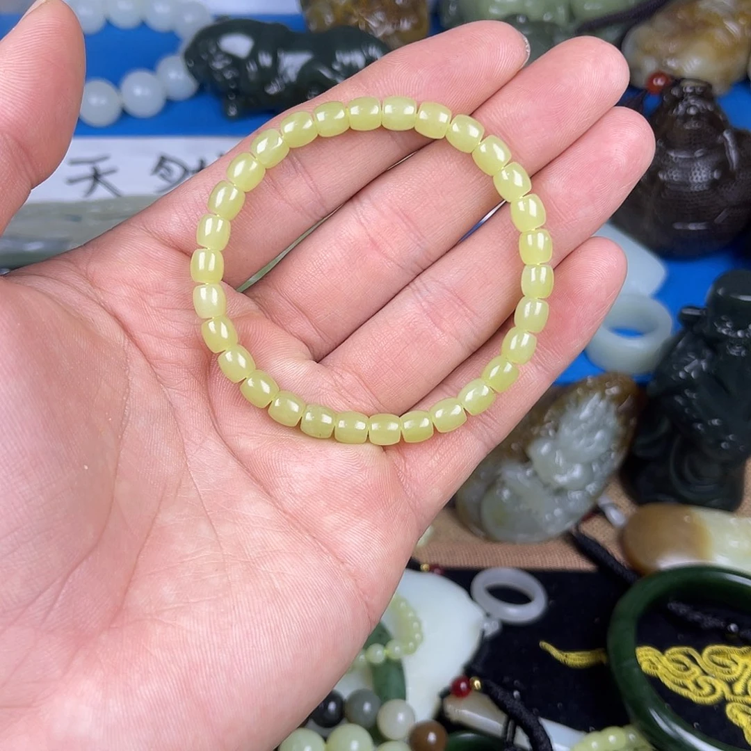 和田玉未镶嵌颈饰若羌黄玉小直切新疆和田玉