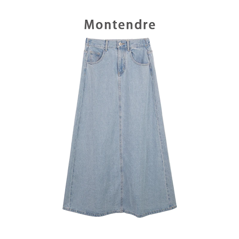 【MonTendre】夏季新款 A 经典纯棉设计师A字牛仔裙显瘦高腰半身裙