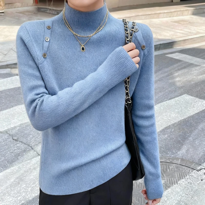 加绒半高领毛衣一体绒加厚打底衫2025秋冬新款针织衫内搭上衣 303