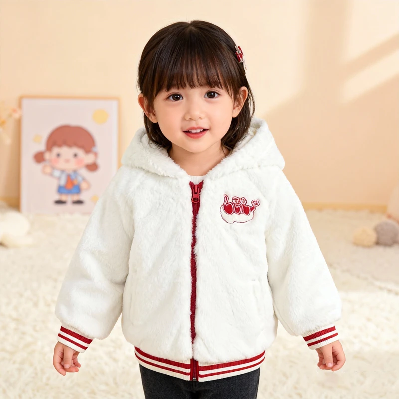 李宁运动生活系列女小童针织外套轻暖舒适连帽运动服YFDU024-B品