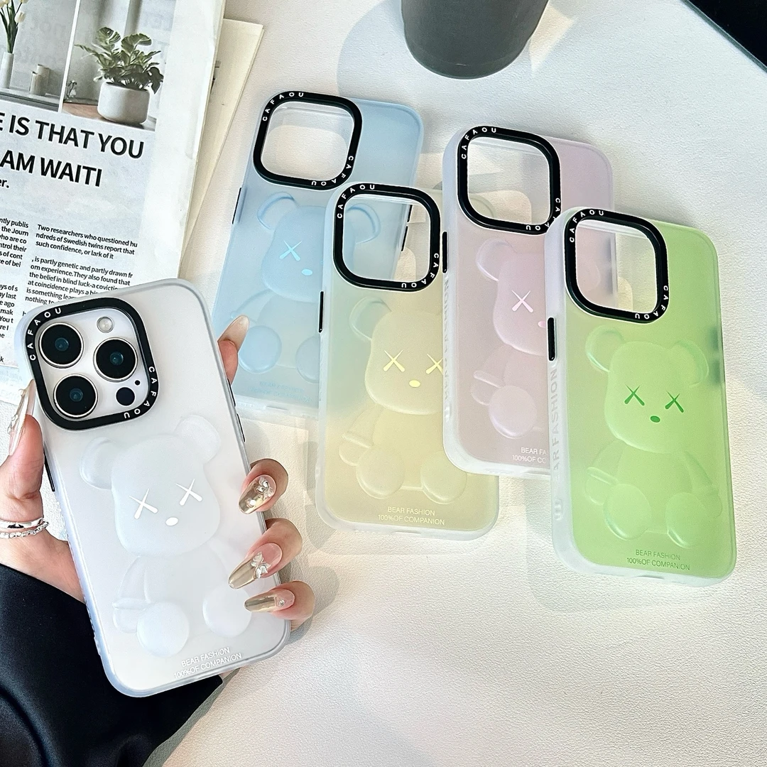 糖果色暴力熊3D适用苹果16promax手机壳iPhone15潮流14创意男女13