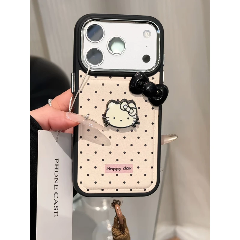 黑圆点kt适用苹果17pro手机壳16PM电镀皮纹防摔华为p70简约小米15