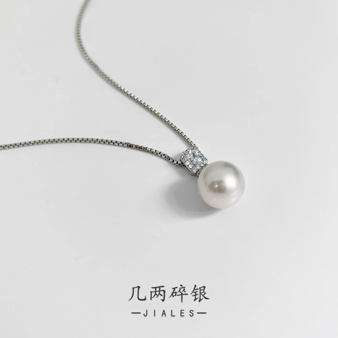 天然珍珠项链925纯银长款爱迪生淡水珍珠毛衣链时尚简约锁骨链