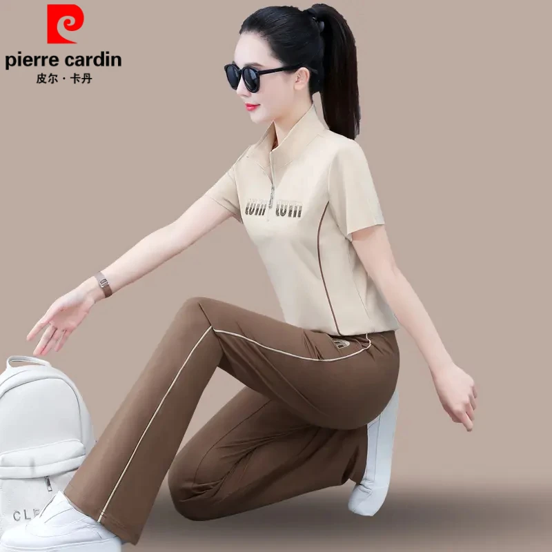皮尔卡丹女夏季2025新款韩版时尚女装显瘦跑步休闲运动服两件套