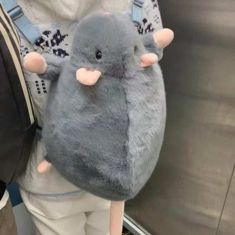 可爱花枝鼠双肩包创意老鼠毛绒公仔玩偶背包仿真鼠鼠送闺蜜礼物包