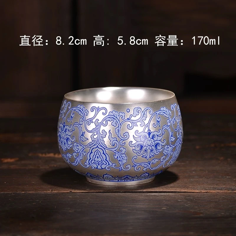 缠枝莲单银杯加黑礼盒-ZH018（众）