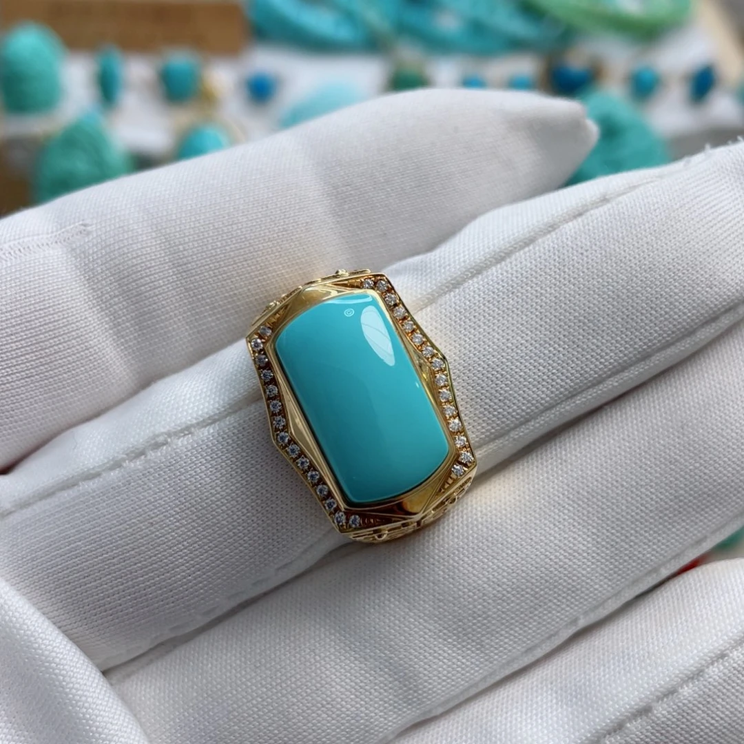 绿松石珠宝奇石18K金镶嵌