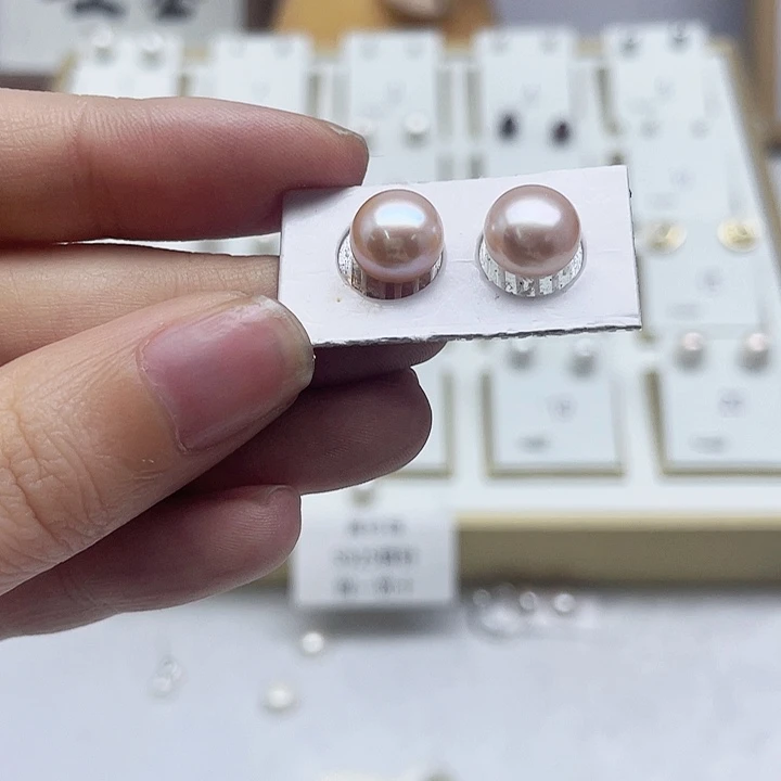 淡水珍珠耳饰银S925镶嵌彩*?