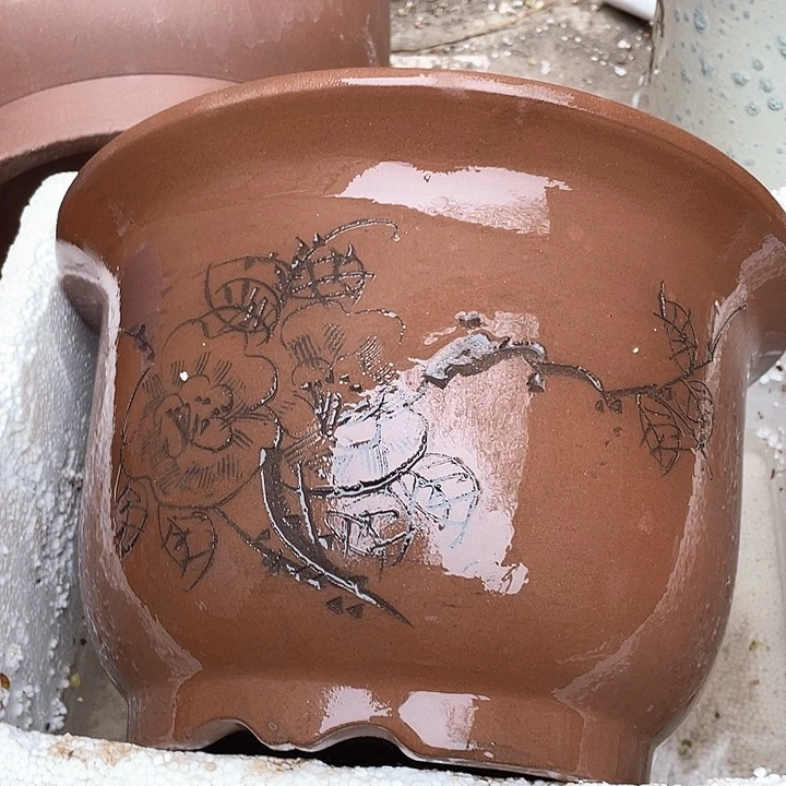 紫砂30平角金钟花盆花盆